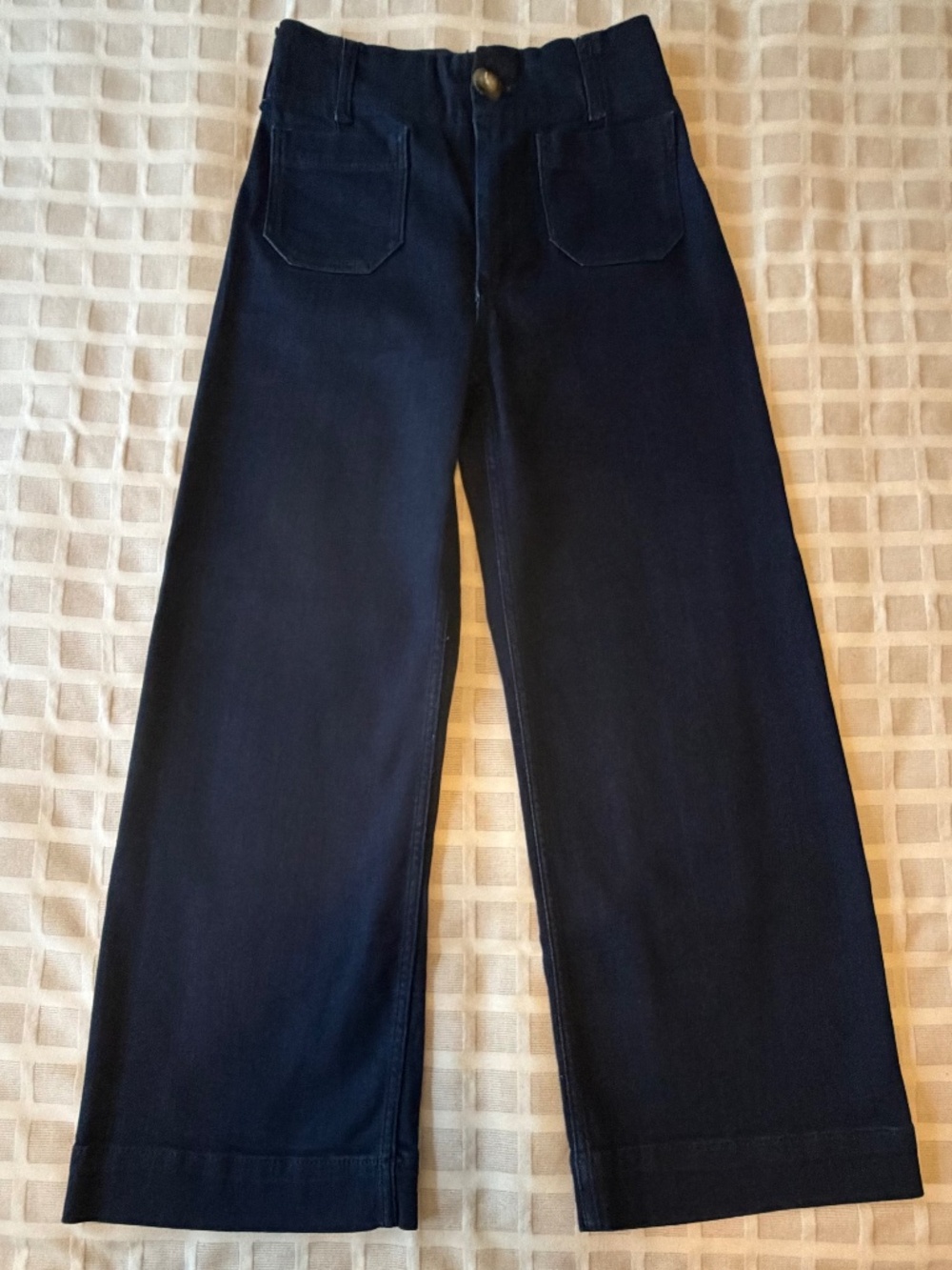 Anthropologie - Colette Denim Cropped Wide-Leg Jeans by Maeve (Dark Indigo) 24